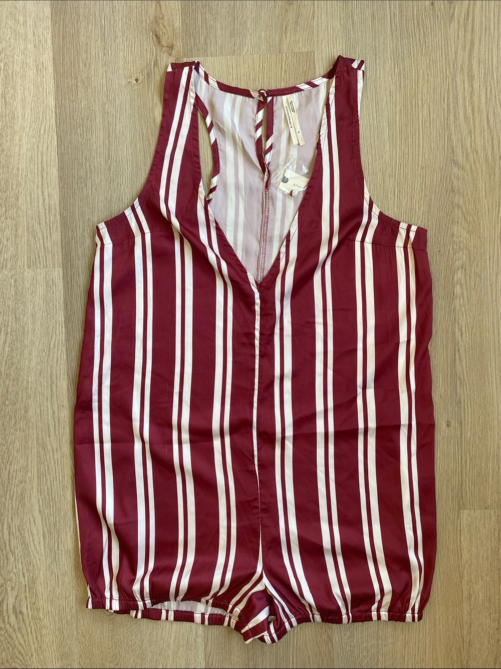 Anthropologie Red & White Striped Sleeveless Romper Women’s Size Small Boho Summ
